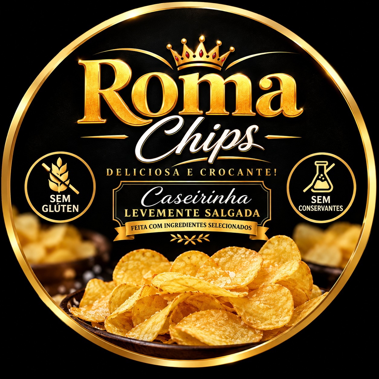 Logo e identidade visual da Roma Chips