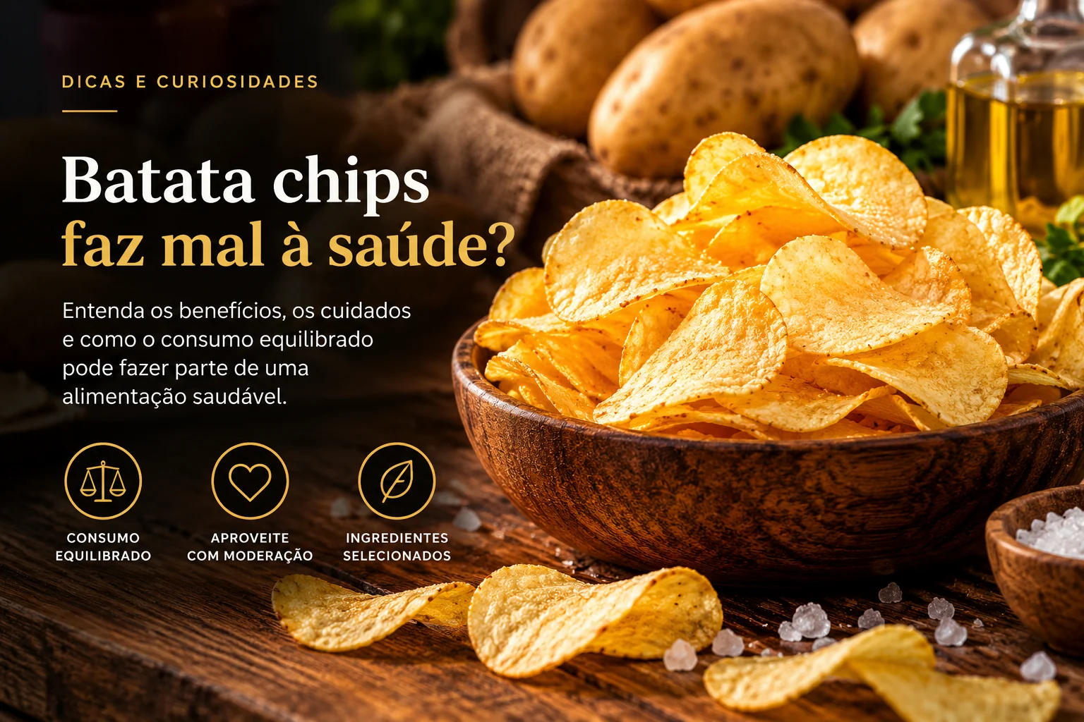 Ilustração sobre batata chips faz mal? entenda o consumo equilibrado
